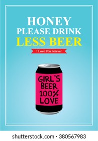 please drink less beer can vector illustration