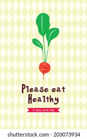 please eat healthy radish illustration