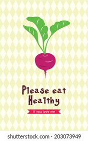 please eat healthy radish illustration
