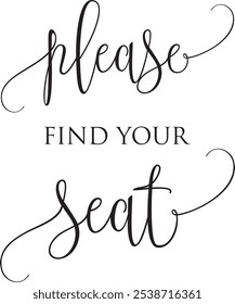 Please find your seat sign, wedding seat sign