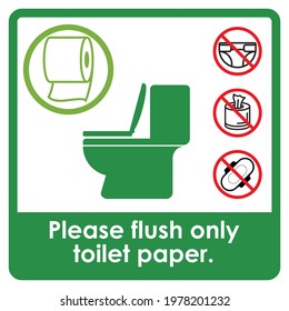 Please flush only toilet paper sign template for office, industrial, and building management.