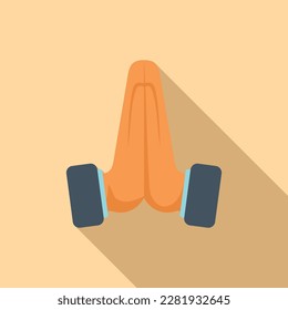 Please gesture icon flat vector. Arm pose. Sign touch