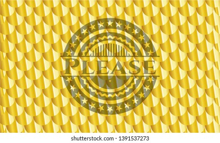 Please gold emblem. Scales pattern. Vector Illustration. Detailed.