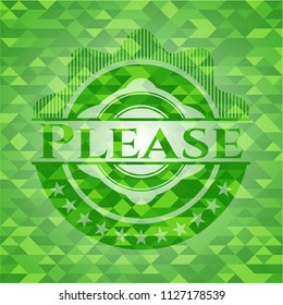 Please green emblem with mosaic background
