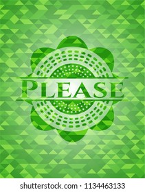 Please green emblem with mosaic background