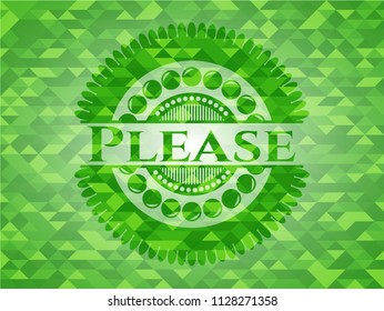 Please green mosaic emblem