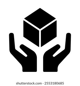 Please handle with care flat silhouette icon 