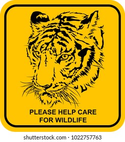 "Please help care for wildlife", vector illustration and design.