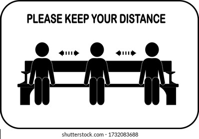 please keep distance, advice for social distancing,when sitting in a chair, clip art,