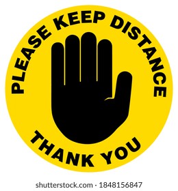 Please keep distance. Social distancing. Attention Hand Gesture. Vector image. 