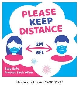 Please Keep Distance Vector Banner Design Stock Vector (royalty Free 