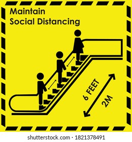 Please keep distance, Please wait here, Social distancing sign for covid 19 outbreak 1 m distance at public place, shopping center, shop, hospital, workplace. Vector Illustrator.