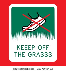 Please keep off the grass sign. Caution, warning, please stay off the green lawn. Forbidden stepping on the garden. Do not enter, no walking zone.