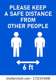 Please Keep a Safe Distance from Other People Social Distancing 6 Feet Instruction Sign with an Aspect Ratio of 3:4. Vector Image.
