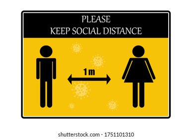 Please keep social distance advice design on yellow background vector illustration