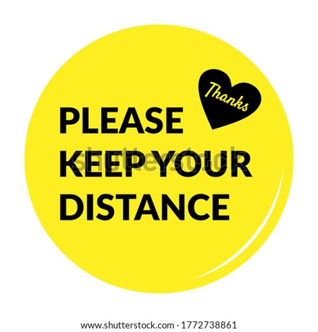Please Keep Your Distance Round Social Distancing Badge or Floor Marking Sticker Icon For Queue Line. Vector Image.