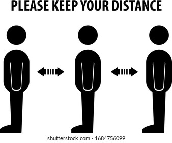 Please Keep Your Distance, sign and sticker vector.social distancing and infection risk reduction concept