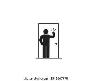 Please Knock Before Entering, Accident Prevention Signs, Beware And Careful Rhombus Sign, Warning Symbol, Vector Illustration.