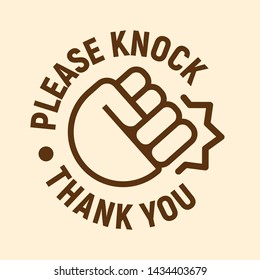 Please Knock. Thank You. Sign on the door. Vector illustration.