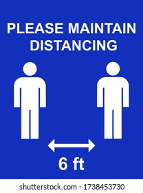 Please maintain social distancing 6 ft sign vector 