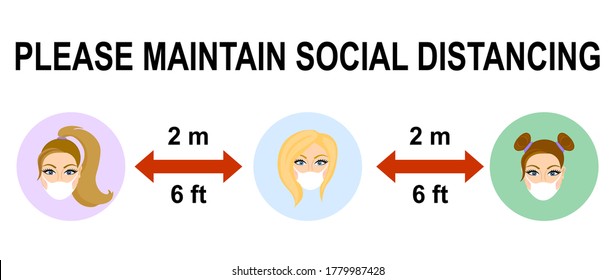 Please maintain social distancing covid-19 infographic poster. 