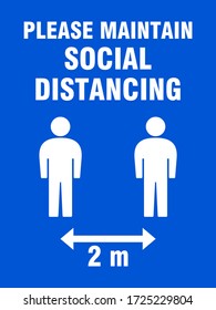 Please Maintain Social Distancing and Keep Your Distance 2 m or 2 Meters Sign with an Aspect Ratio of 3:4. Vector Image.