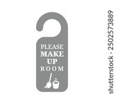 Please make up room vector icon. Clean room hanger for hotel or motel rooms.