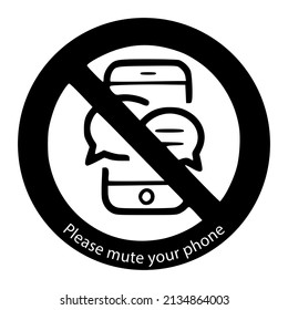 Please Mute Your Phone Sign. Template Isolated On White Background. 2D Simple Flat Style Graphic Design. Can Be Used For Any Purposes. Vector EPS10