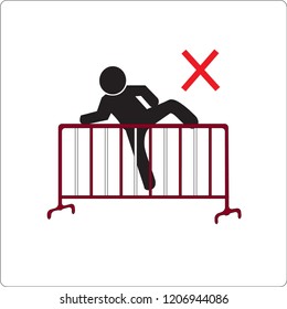 please no climb the fence. Not Allowed Sign, warning symbol, vector illustration.