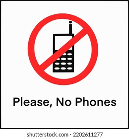 Por favor, no firmar el teléfono , No usar el símbolo del teléfono móvil, vector de ilustración 