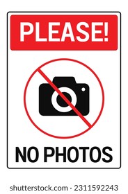 Please No Photos Sign Poster, Printable Vector Sign