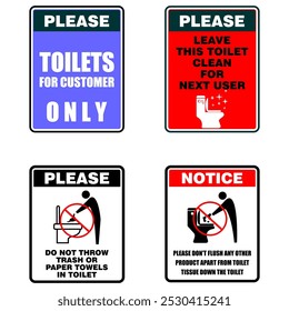 S'il vous plaît et notez, Cette toilette propre pour l'utilisateur suivant, signer l'Image vectorielle