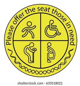 please offer those in need symbol of geezer, pregnant, cripple and child