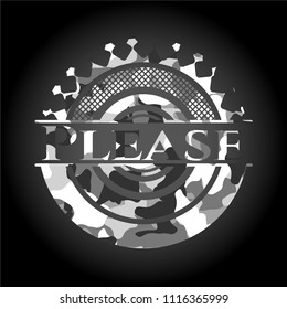 Please on grey camo pattern