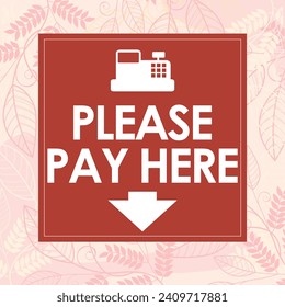 please pay here signage vector illustration