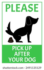 Por favor, recoja después de su signo de caca de perro. Señal de limpieza de mascotas. Ningún signo de caca de perro gato aislado en el fondo blanco. No hay rastro de caca de perro.