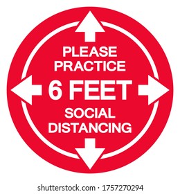 Please Practice 6 Feet Social Distancing Symbol, Vector  Illustration, Isolated On White Background Label. EPS10