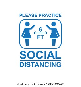 Please practicing Social Distancing sign vector illustration
