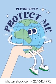 please protect earth, earth day awareness message poster design template vector, illustration