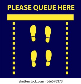 please queue here concept sign vector 