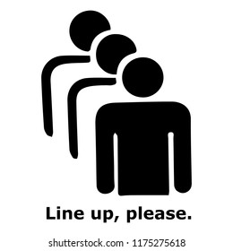 Please queue up icon,  sign, logo, symbol. Isolated on white background. 2D flat Style graphic design. Black and white color, Vector EPS10
