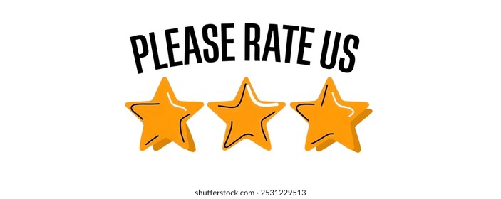 PLEASE RATE US creative banner,minimalistic flat vector illustration,plain background