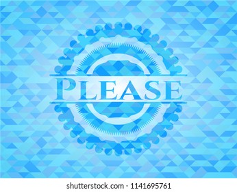 Please realistic light blue mosaic emblem