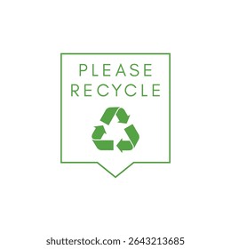 Please Recycle Badge Vector with Green Eco Symbol