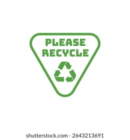 Please Recycle Badge Vector with Green Eco Symbol