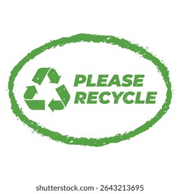 Please Recycle Badge Vector with Green Eco Symbol