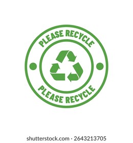 Please Recycle Badge Vector with Green Eco Symbol