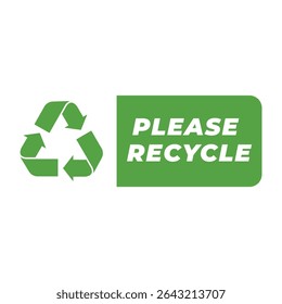 Please Recycle Badge Vector with Green Eco Symbol