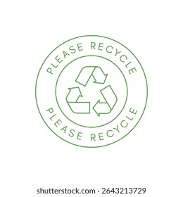 Please Recycle Badge Vector with Green Eco Symbol