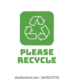 Please Recycle Badge Vector with Green Eco Symbol